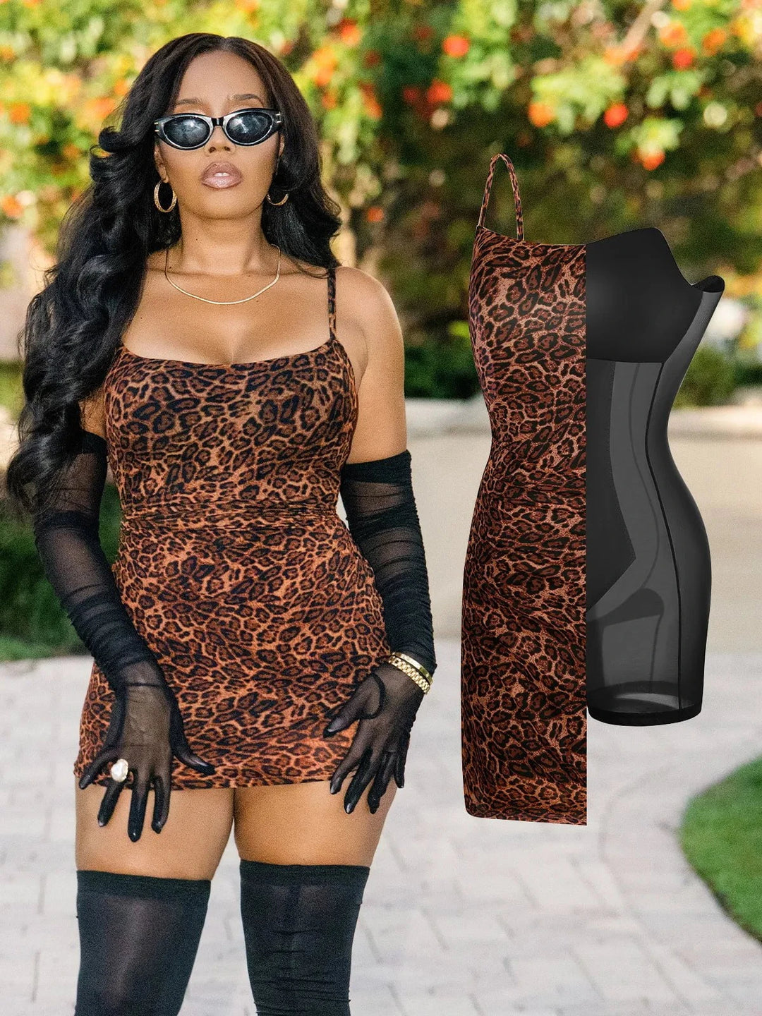 Popilush® Bodycon Summer Vacation Dinner Party Cocktail Drss Popilush X Angela Shapewear Mesh Tummy Control Adjustable Strap Slip Dress