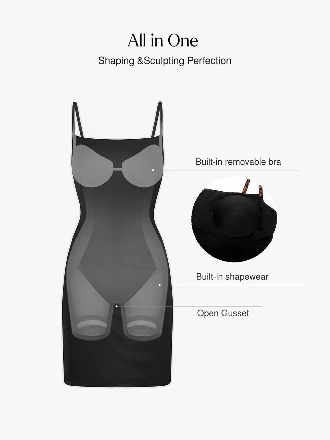 Popilush® Bodycon Summer Vacation Dinner Party Cocktail Drss Popilush X Angela Shapewear Mesh Tummy Control Adjustable Strap Slip Dress