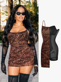 Popilush® Bodycon Summer Vacation Dinner Party Cocktail Drss Leopard / S Popilush X Angela Shapewear Mesh Tummy Control Adjustable Strap Slip Dress