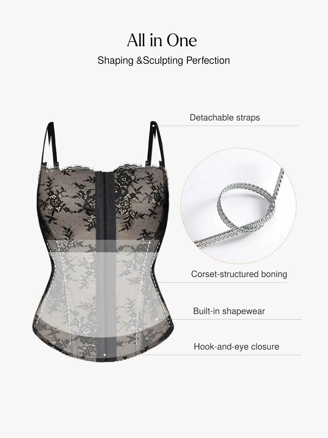 Popilush® Popilush X Angela Shapewear Sculpting Leopard Mesh Detachable Strap Corset Top