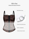 Popilush® Popilush X Angela Shapewear Sculpting Leopard Mesh Detachable Strap Corset Top