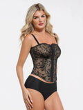 Popilush® Popilush X Angela Shapewear Sculpting Leopard Mesh Detachable Strap Corset Top