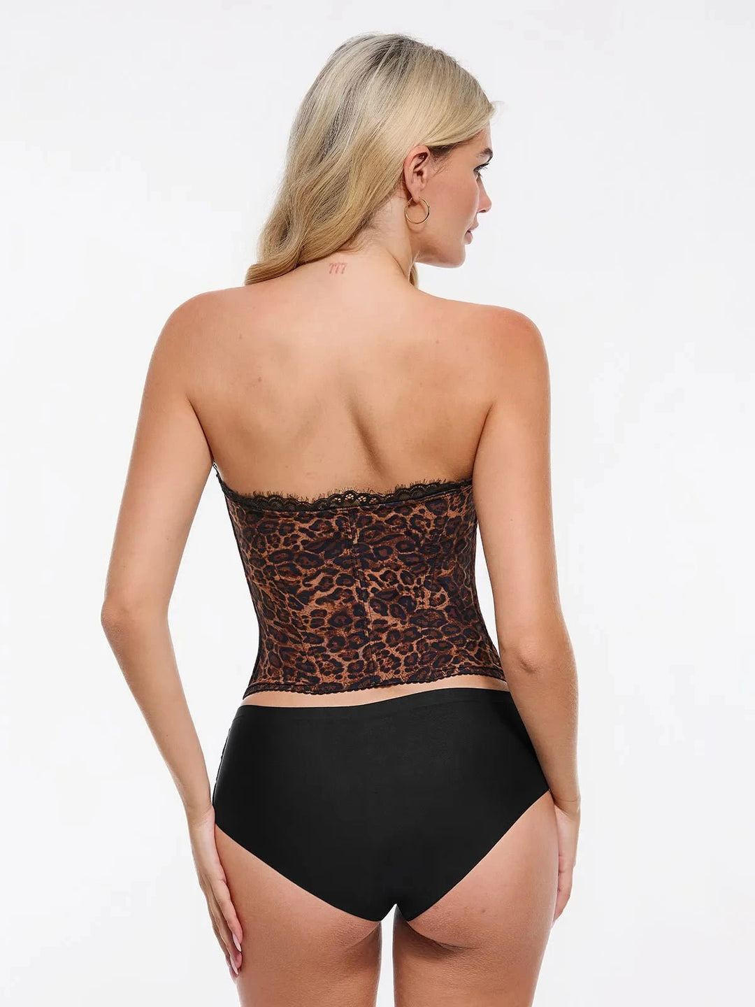 Popilush® Popilush X Angela Shapewear Sculpting Leopard Mesh Detachable Strap Corset Top