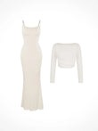White shapewear slip dress and mesh top by Popilush®, for a smooth silhouette.