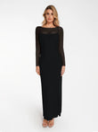 Elegant black dress from Popilush®, with mesh cover-up for a flattering look.