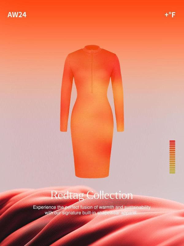 Thermal Shapewear Midi Dress | Long Sleeve Tummy Control - Popilush Thermal Shapewear Midi Dress | Long Sleeve Tummy Control - Popilush