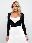 Black two-way ballet wrap cardigan by Popilush®, flattering and versatile style