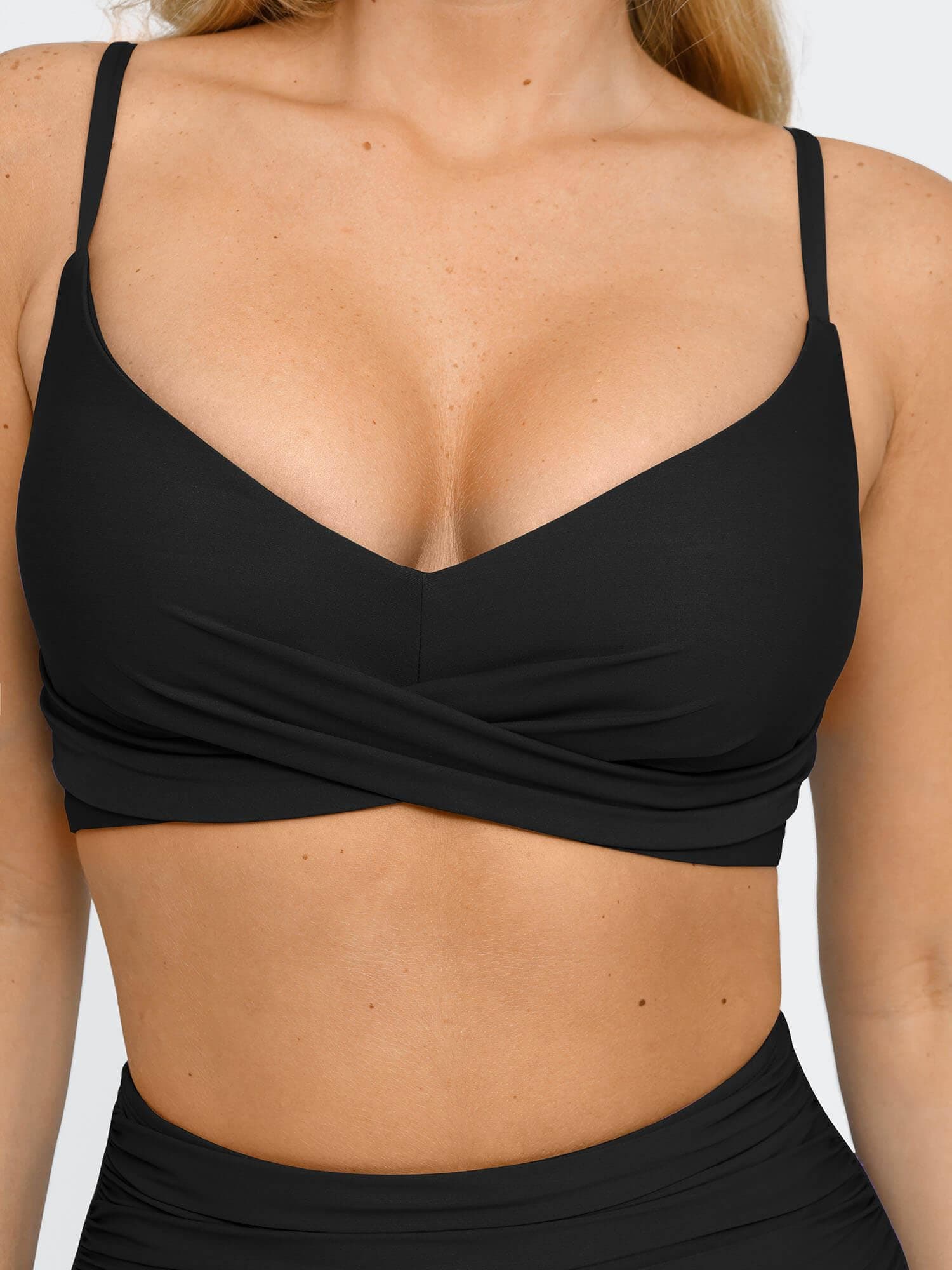 Women Solid Red Mesh Insert High Waist Bikini Set