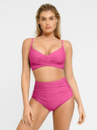 Fuchsia ruched bikini set, a Popilush® shapewear swimwear for women