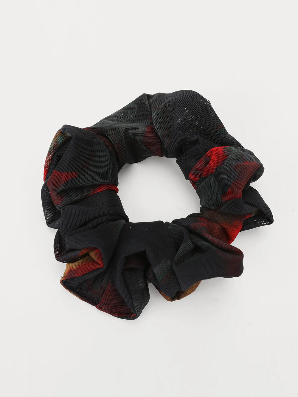 Popilush® Burgundy Floral / One Size Ruched Scrunchie Hair Tie