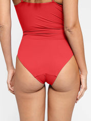 Popilush® Ruched V Neck One-Piece Shapewear Swimsuit