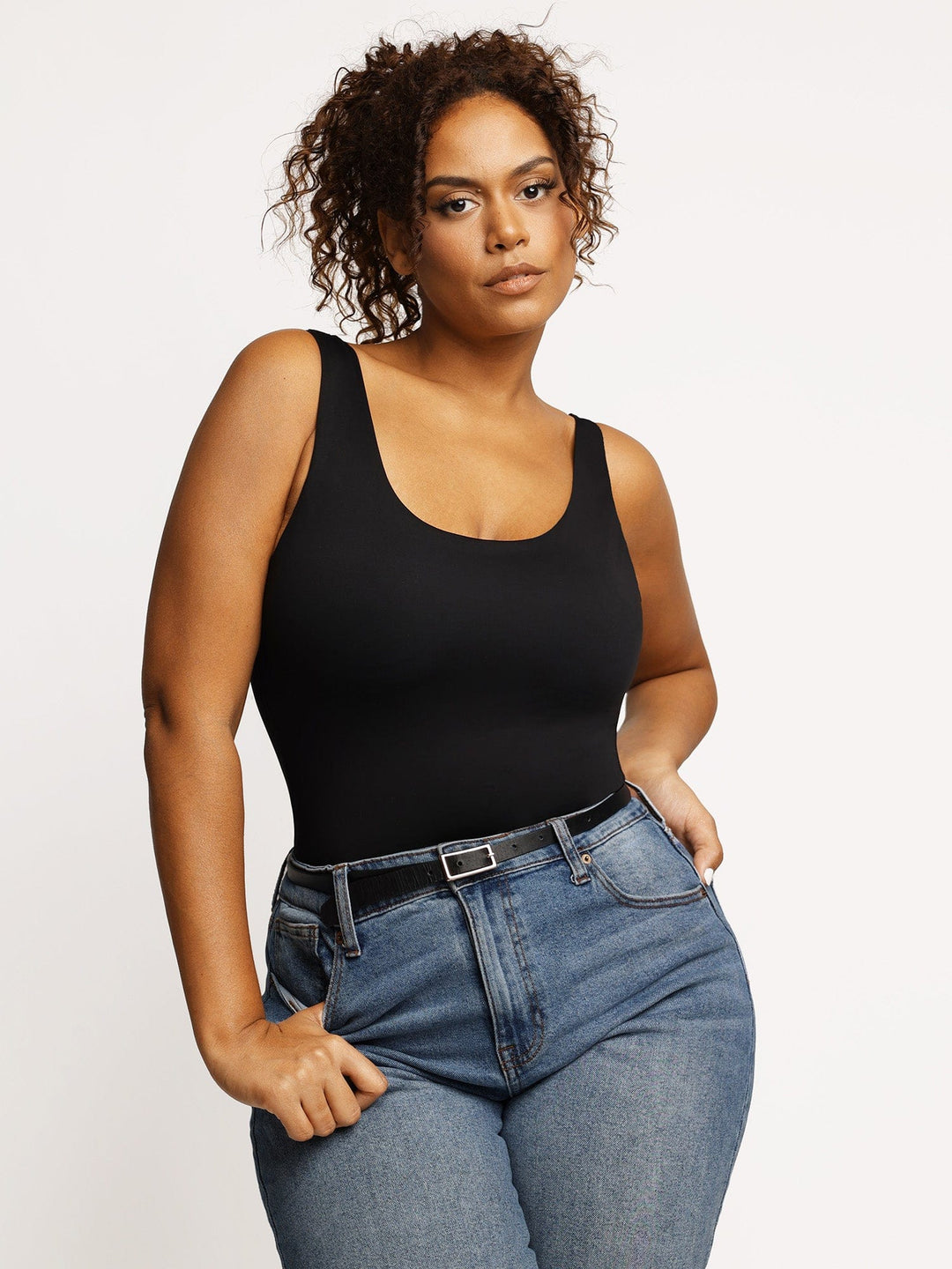 Popilush On Sale Scoop Neck Thong Bodysuit