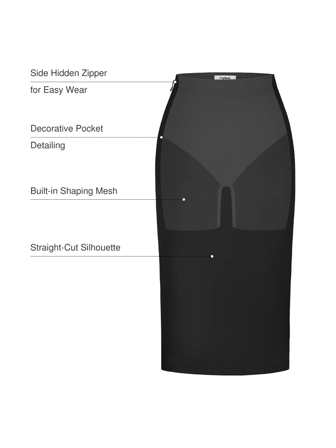 Popilush® SculptEase Commuter Fitted Skirt