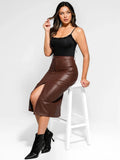 Popilush® Sculpted Faux Leather Contour Skirt