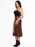 Popilush® Sculpted Faux Leather Contour Skirt
