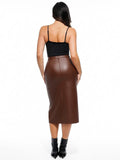 Popilush® Sculpted Faux Leather Contour Skirt