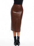 Popilush® Sculpted Faux Leather Contour Skirt