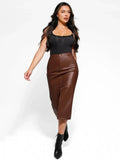 Popilush® Sculpted Faux Leather Contour Skirt