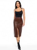 Popilush® Sculpted Faux Leather Contour Skirt