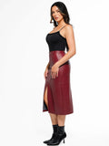 Popilush® Sculpted Faux Leather Contour Skirt