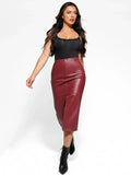 Popilush® Sculpted Faux Leather Contour Skirt