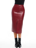 Popilush® Sculpted Faux Leather Contour Skirt
