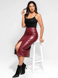 Popilush® Sculpted Faux Leather Contour Skirt