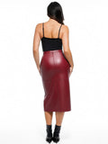 Popilush® Sculpted Faux Leather Contour Skirt