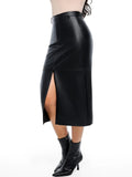 Popilush® Sculpted Faux Leather Contour Skirt
