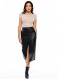 Popilush® Sculpted Faux Leather Contour Skirt