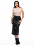 Popilush® Sculpted Faux Leather Contour Skirt