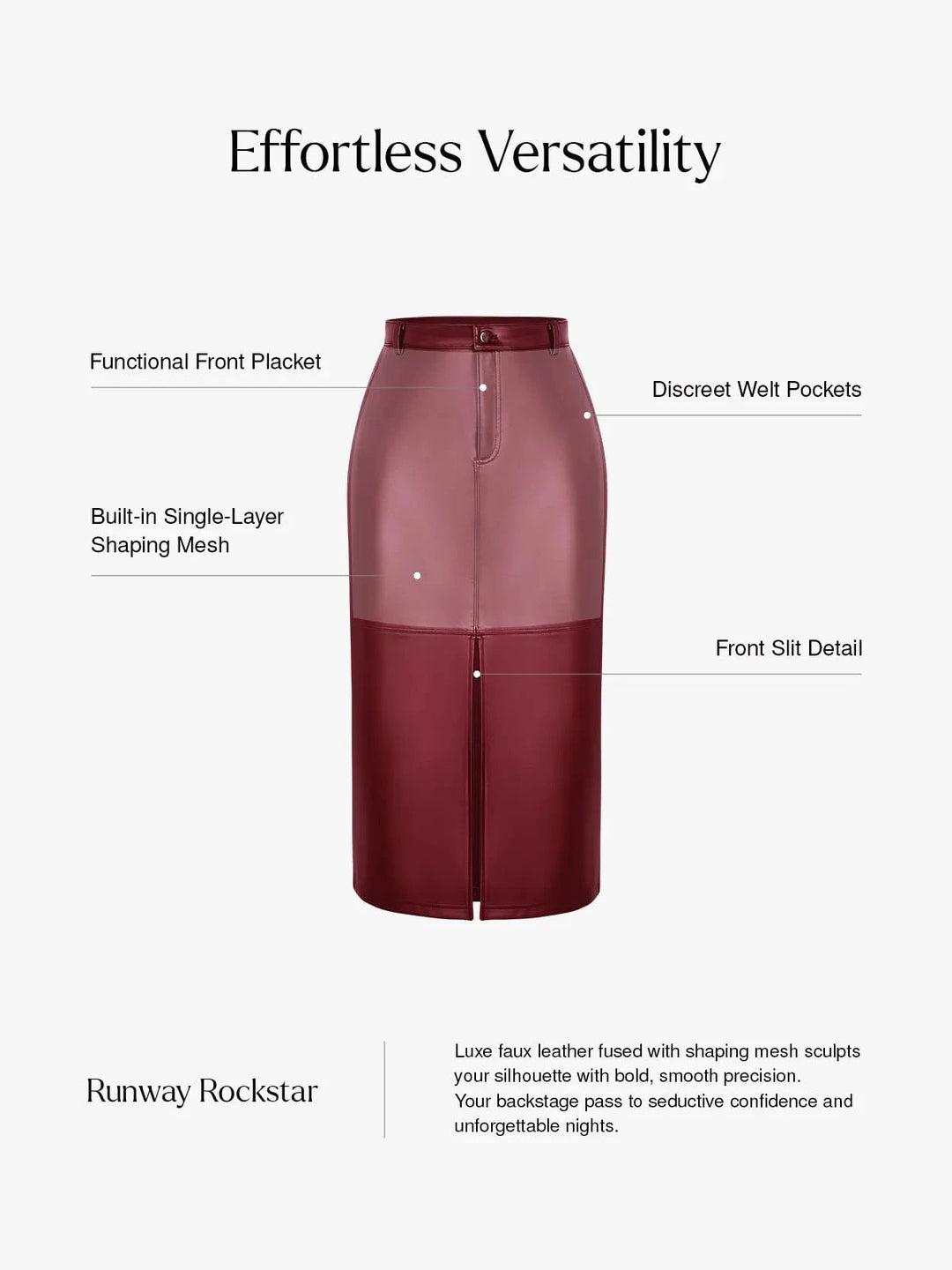 Popilush® Sculpted Faux Leather Contour Skirt