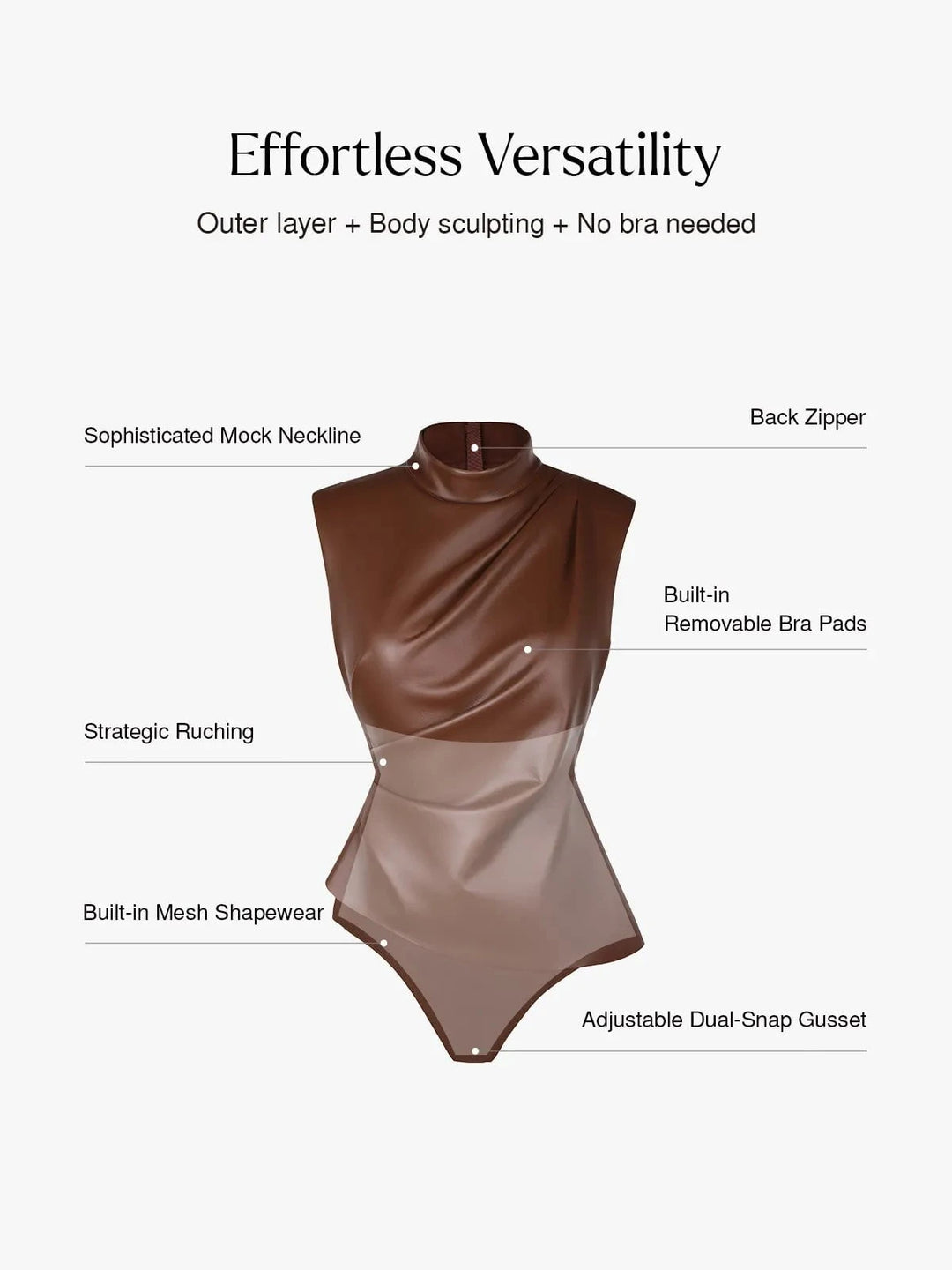 Popilush® Sculpting 3-in-1 Faux Leather Bodysuit