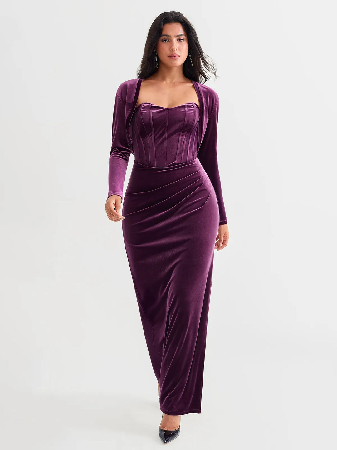 Popilush® Sculpting Cropped Velvet Drape Jacket