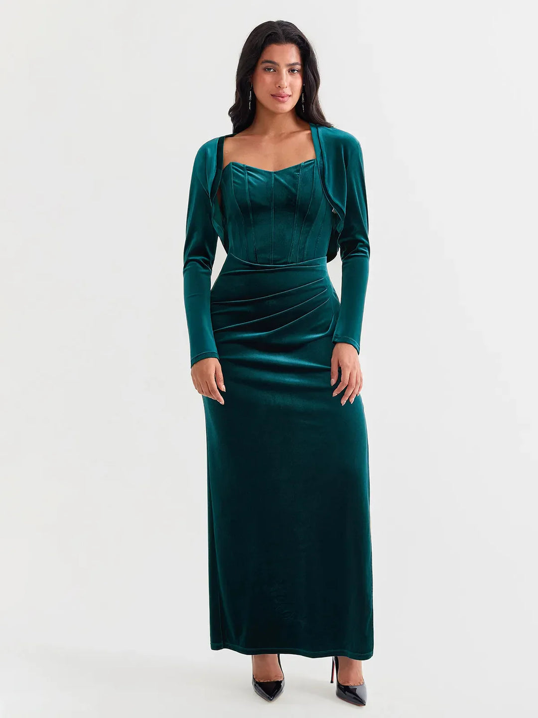 Popilush® Sculpting Cropped Velvet Drape Jacket