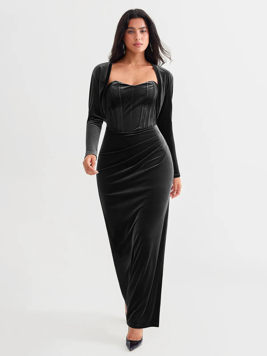 Popilush® Sculpting Cropped Velvet Drape Jacket