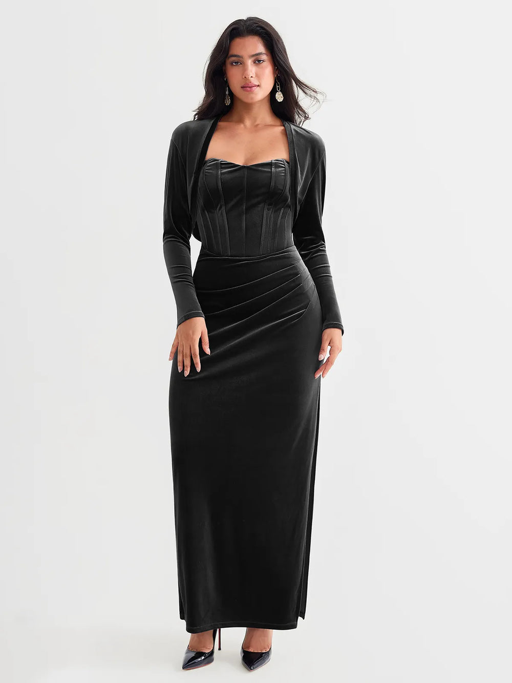 Popilush® Sculpting Cropped Velvet Drape Jacket