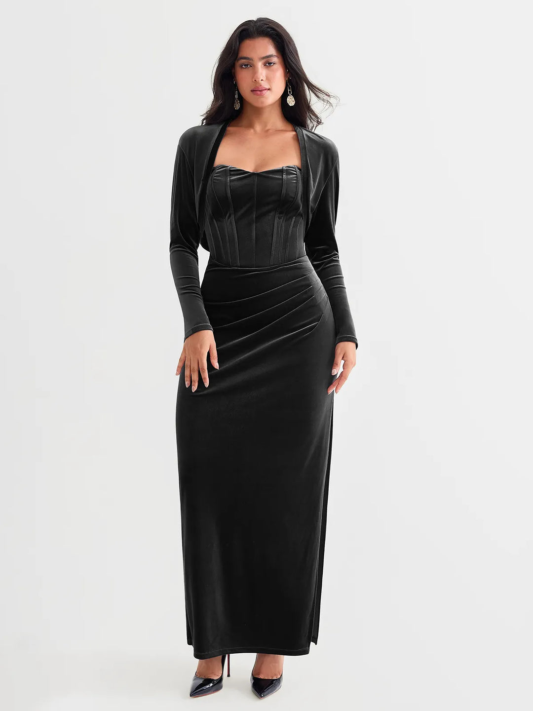 Popilush® Sculpting Cropped Velvet Drape Jacket