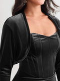 Popilush® Black / S Sculpting Cropped Velvet Drape Jacket