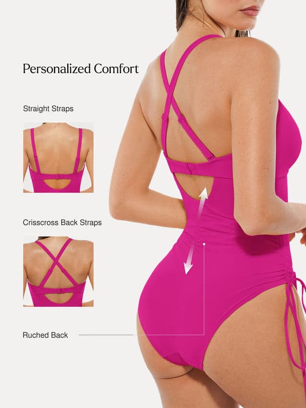 Popilush® Sculpting Curve Mesh Skirt One-Piece Swimsuit