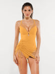 Popilush® Light Orange / XS Sculpting Curve Mesh Skirt One-Piece Swimsuit