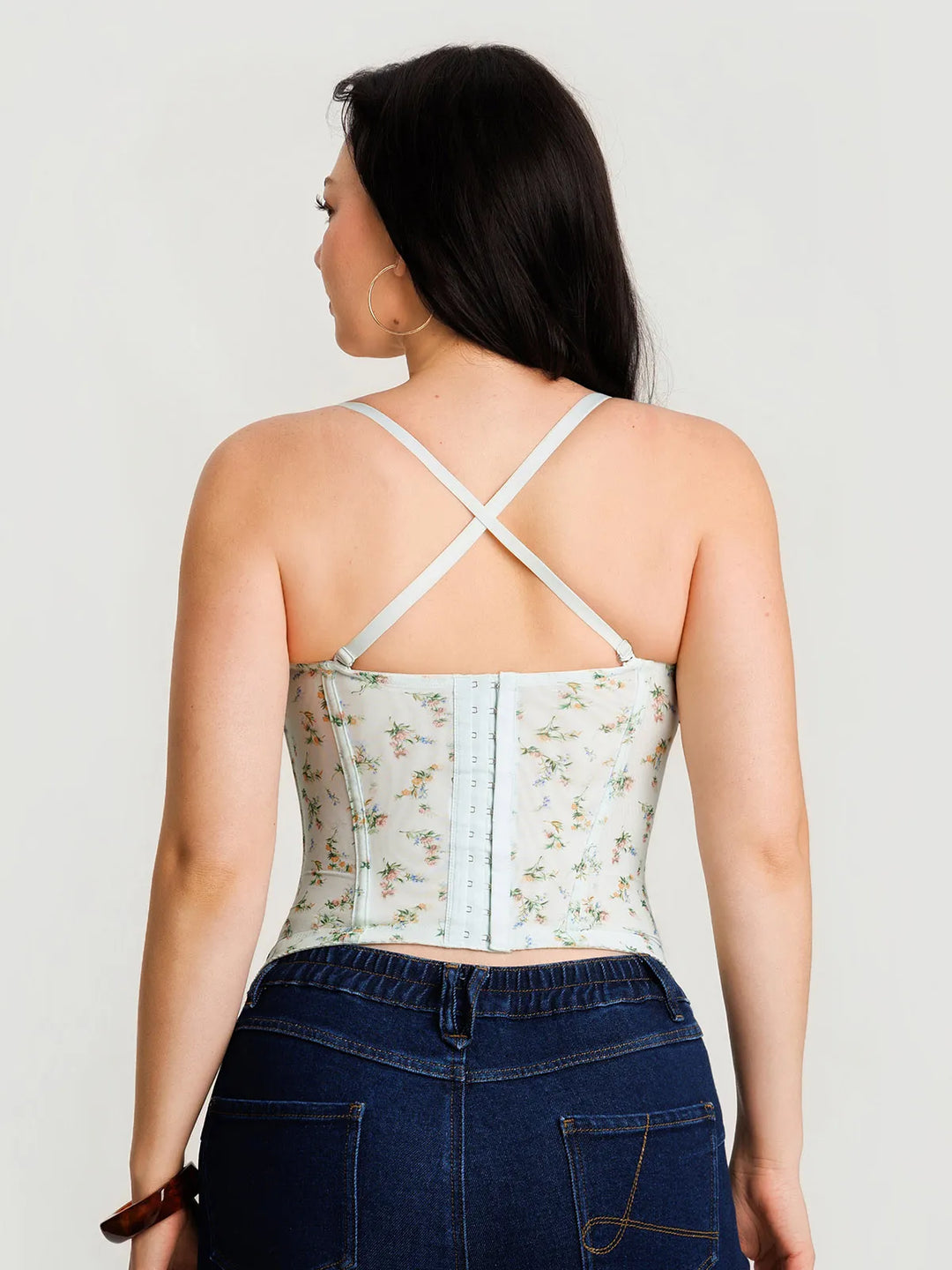 Popilush® Sculpting Floral Boned Convertible Strap Corset Top
