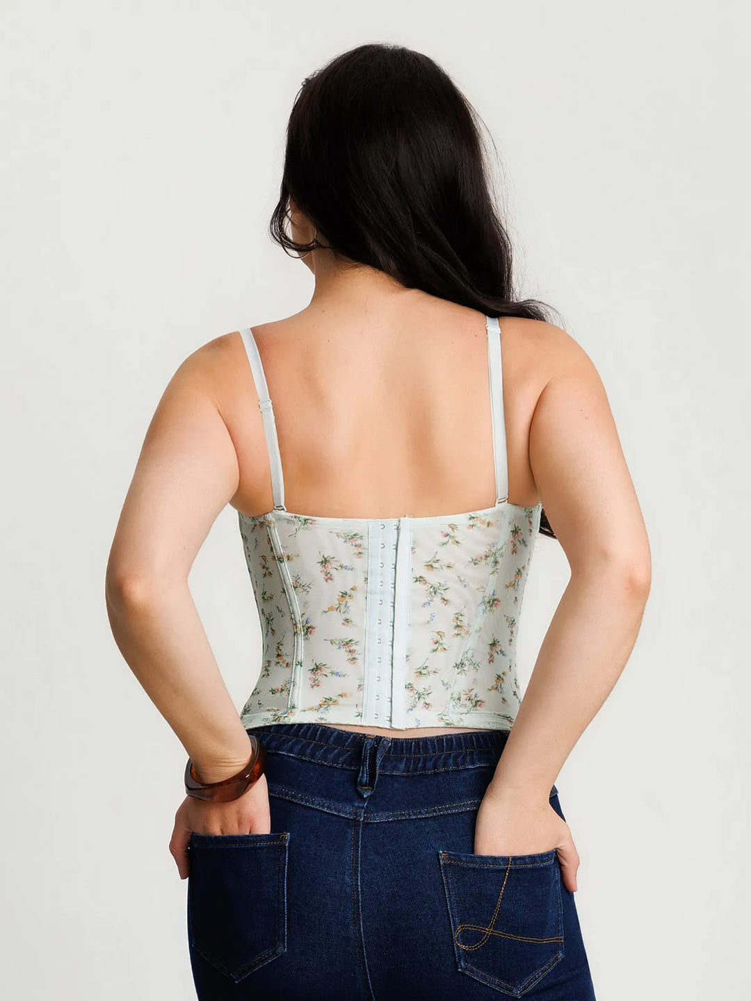 Popilush® Sculpting Floral Boned Convertible Strap Corset Top