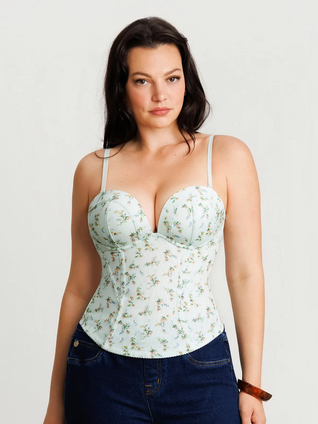 Popilush® Sculpting Floral Boned Convertible Strap Corset Top