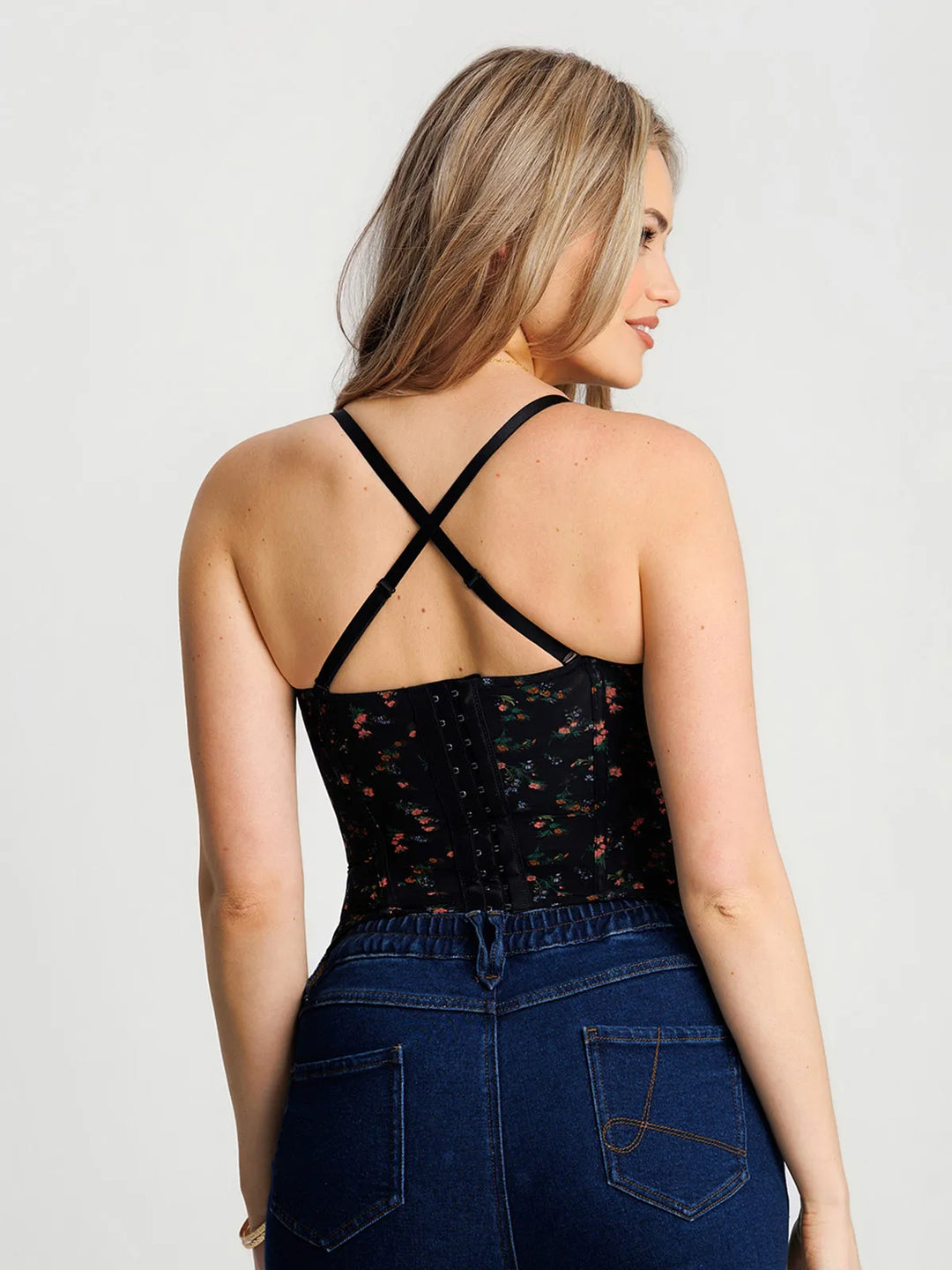 Popilush® Sculpting Floral Boned Convertible Strap Corset Top