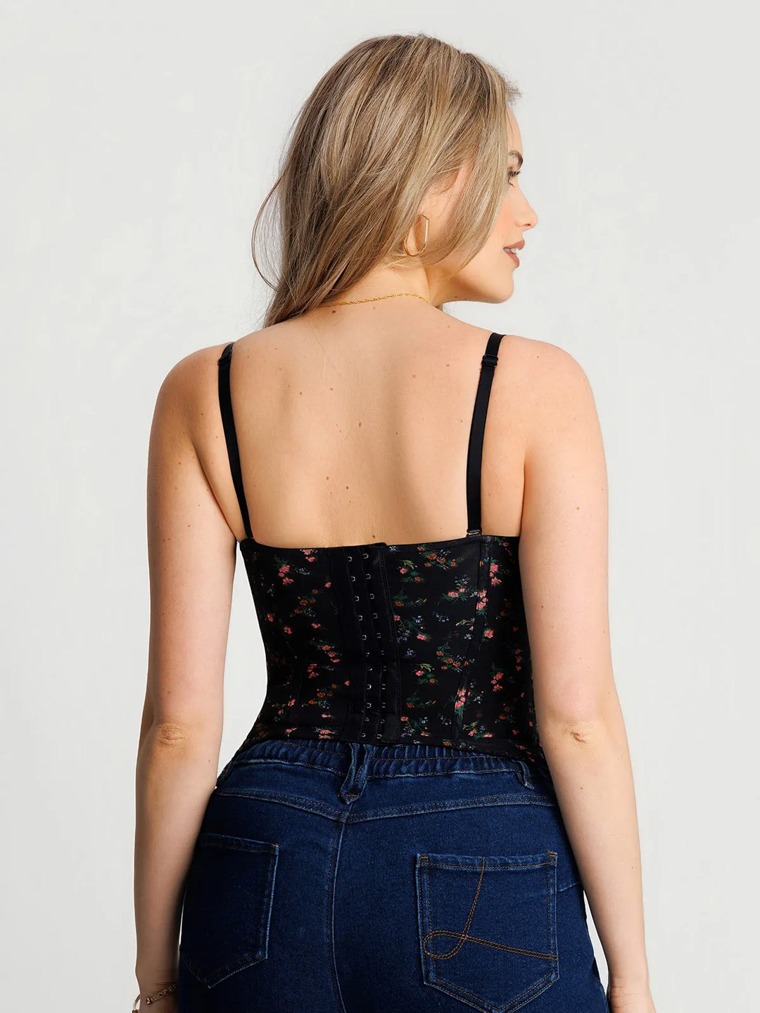 Popilush® Sculpting Floral Boned Convertible Strap Corset Top