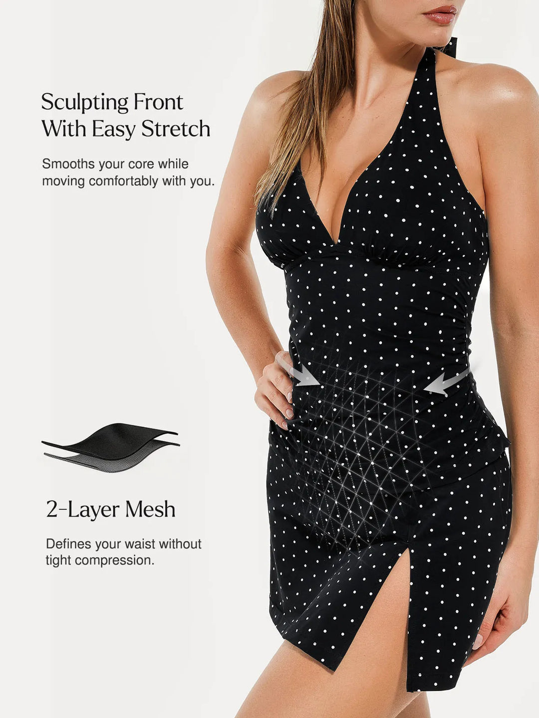 Popilush® Sculpting Halter Tankini Skirt Swimsuit Set