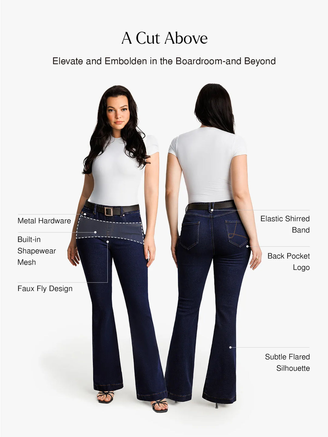 Popilush® Sculpting High-Rise Stretch Flare Jeans