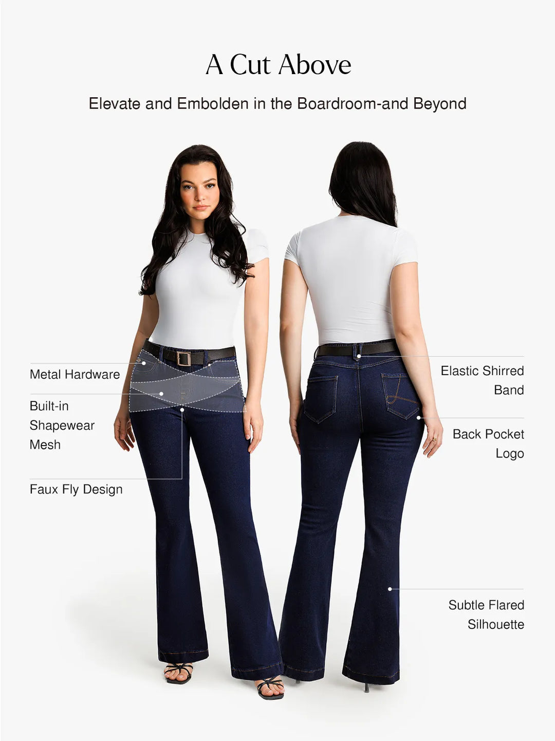 Popilush® Sculpting High-Rise Stretch Flare Jeans