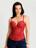Popilush® Sculpting Lace Floral Boned Convertible Strap Corset Top